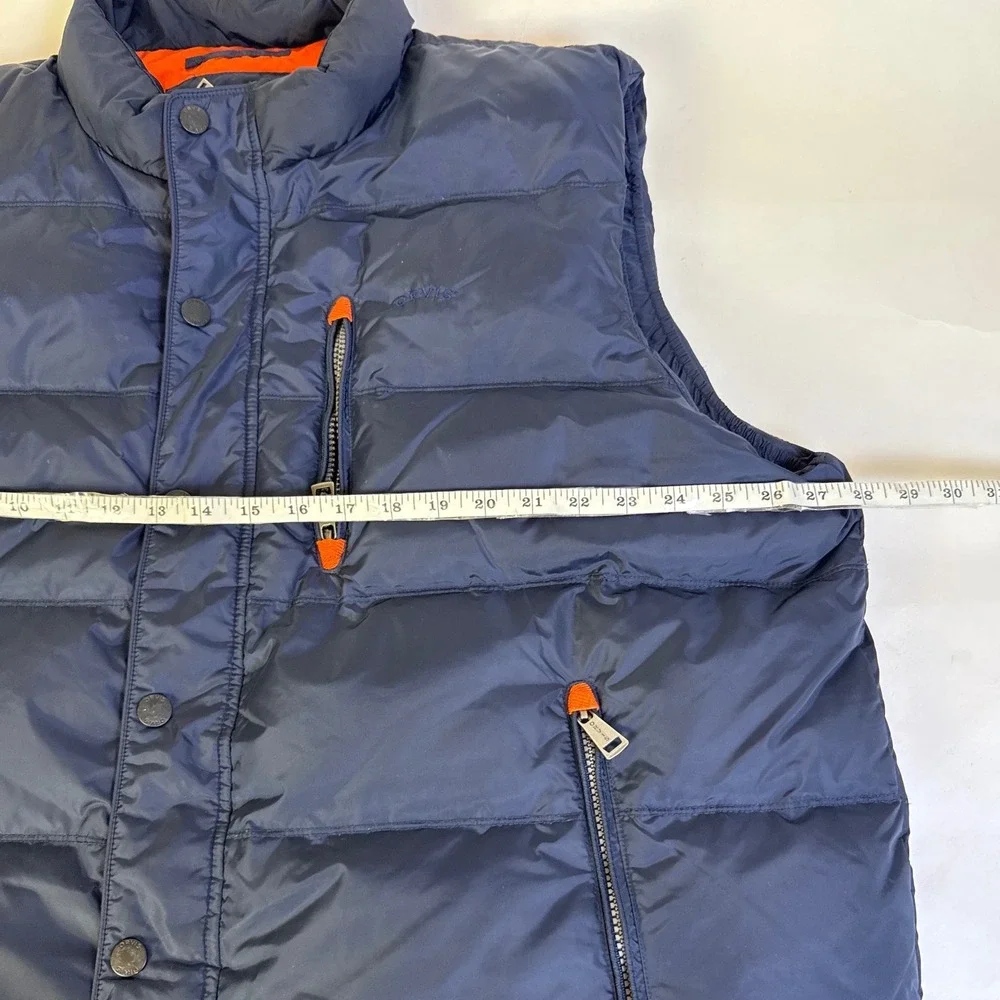 Orvis Classic Collection‎ Navy Blue Puffer Vest Orange Lining Mens XXL Puffy Zip